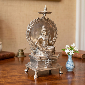 Statue de Bouddha à double assise en laiton, faite à la main, couleur personnalisable, design sur mesure, décoration de luxe pour la maison, style antique spirituel H24xL13cm - Product Image 6