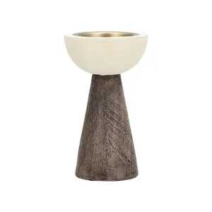 Brûleur à Bakhoor Contemporain en Céramique et Bois, Porte-Encens Conique Minimaliste avec Plateau en Métal Doré pour Maison et Bureau Modernes - Product Image 2