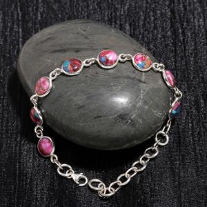 Handmade Pink Oyster Turquoise Sterling <b>Silver</b> Adjustable <b>Bracelet</b> For Fashion Lovers Unique Bohemian Jewelry Special Occasion - Product Image 2