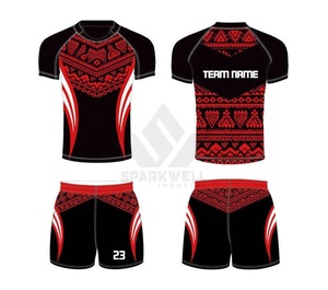 Ensemble de maillots de rugby personnalisés imprimés numériquement, noir et vert, sans manches, respirant, anti-humidité, uniformes d'équipe athlétique pour adultes, devant - Product Image 4