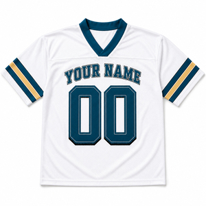 Maillot de football américain personnalisé pour homme, blanc, en mesh, col en V, manches courtes, respirant, impression sublimée, numéros d'équipe 00, votre nom - Product Image 5