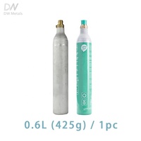 Cilindro de Aluminio de Alta Presión de 0.6L para Máquina de Soda, Lleno de Dióxido de Carbono, Color Plateado, Certificado DOT, Proveedor de Taiwán
