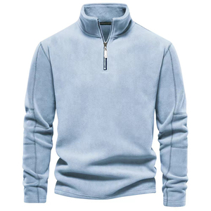 100% Pure Cashmere Men's Half-High Zipper Collar Warm Winter Thickened Solid Color Knitted Non-Iron Treatment <b>Sweater</b> - Product Image 1