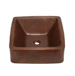 Évier rectangulaire en cuivre martelé à encastrer, vasque de salle de bain minimaliste en bronze, bol artistique sous plan pour cuisine, bar ou préparation culinaire - Product Image 5