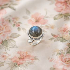 Natural Labradorite Gemstone <b>Ring</b> 925 Sterling <b>Silver</b> Handmade <b>Statement</b> <b>Ring</b> Round Cabochon Boho Vintage Jewelry Gift for Men - Product Image 5