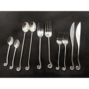 KSN Ensembles de vaisselle Viking de style médiéval faits à la main Décor brutaliste Couverts en spirale 10 Français Twisted End Single Couple Gift India - Product Image 3