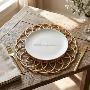 18 Inch Bohemian Floral <b>Ring</b> Rattan Charger <b>Plate</b> Handwoven Heat Resistant Decorative Table Charger for Dining and Event Decor - Product Image 4