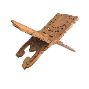 Soporte de Madera para el Corán Intrincadamente Tallado, Plegable, con Diseño Floral Geométrico Simétrico, Estilo Tradicional Han - Product Image 3