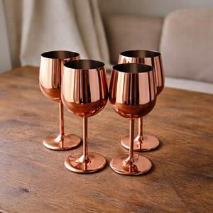 Ensemble de 2 verres à vin en cuivre, verres à vin rouge modernes à pied pour cocktails, barware, design durable - Product Image 3