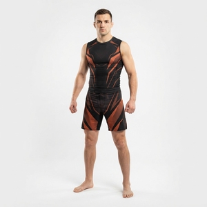 Conjunto Deportivo para Hombre, Camiseta sin Mangas y Pantalones Cortos a Rayas Negras y Verdes, Compresión, Transpirable, Secado Rápido, Elástico - Product Image 3