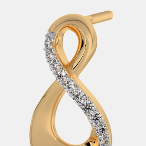 Yellow Gold <b>Infinity</b> Stud <b>Earrings</b> With Diamond Channel Setting Minimalist Design For Women Everyday Wear - Product Image 3