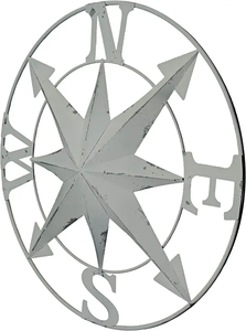 Rose de l'indicateur d'orientation en métal à suspendre pour décoration intérieure et extérieure, art mural nautique - Product Image 3