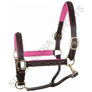Licol en cuir véritable pour cheval avec rembourrage, collier de tête réglable, coutures surélevées élégantes, quincaillerie en laiton durable - Product Image 2