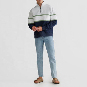 Sudadera de Cuello Alto con Cierre de Cremallera de un Cuarto para Hombre, con Bloques de Color, Ajuste Regular, Informal, Transpirable, para Otoño, con Logotipo Personalizado a Bajo Precio - Product Image 1
