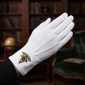 Guantes de Algodón Bordados Masónicos Past Master - [Blancos] Talla Única, 100% Algodón, Símbolo Masónico Bordado - Product Image 6