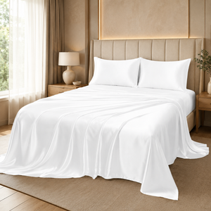 Sábana Blanca Lisa de 210 Hilos, Suave |   Ropa de Cama de Algodón Ligera y Transpirable para Hoteles, Resorts, Habitaciones y Uso Diario en el Hogar - Product Image 1