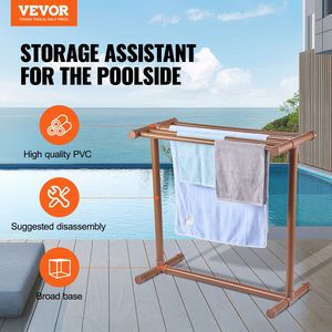 Porte-serviettes sur pied en PVC à 5 barres pour extérieur, support de rangement pour piscine avec crochet pour sac, utilisation intérieure et extérieure - Product Image 2