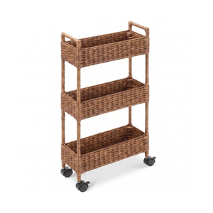 Vietnamese Handmade Water Hyacinth Rolling <b>Storage</b> <b>Cart</b> Home <b>Storage</b> Organization Nice Price - Product Image 3