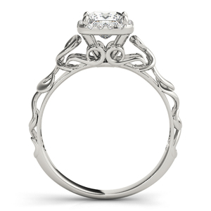 IGI Certified Princess Cut Lab Grown Diamond Halo Scrollwork <b>Ring</b> 10K 14K 18K <b>Gold</b> 925 935 Silver <b>Vintage</b> Engagement <b>Ring</b> - Product Image 4