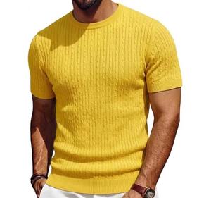 <b>Men's</b> Short Sleeve O-Neck Knitted Sweater <b>Animal</b> Print Sequin Embroidery Regular Fit Casual 100% Cotton Breathable Regular - Product Image 4