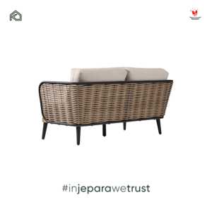 Sofá Moderno Danu de Madera de Teca Maciza con Ratán Sintético Tejido, Cojines Premium Hechos a Mano, Muebles de Exterior para Hoteles y Resorts - Product Image 2