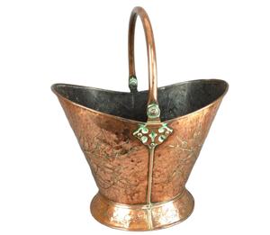 Seau à charbon en cuivre de taille moyenne de luxe au design élégant, parfait pour un jardin élégant et un rangement extérieur - Product Image 1