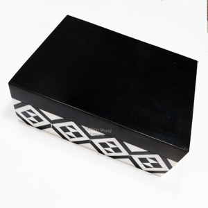 Artisan Black White Resin <b>Storage</b> <b>Box</b>, Handcrafted Geometric Keepsake Case for Trinkets, Desk Accessories for Living room - Product Image 2