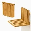 Wall mounted folding <b>chair</b> with a wooden seat in a natural wood finish for indoor use. - Product Image 4