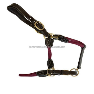 Licol pour cheval en cuir épais extra résistant, fait sur mesure, avec surpiqûres fantaisie et quincaillerie en laiton solide et réglable - Product Image 5