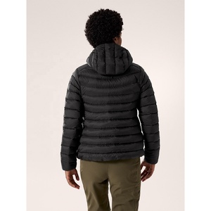 Chaqueta acolchada negra con capucha para mujer, abrigo de invierno con cremallera y manga larga, chaqueta de invierno rellena de plumón para damas - Product Image 5
