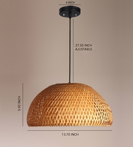 Lámpara Colgante de Bambú Tejida a Mano, Lámpara de Techo Boho de Ratán Natural, Lámpara Colgante de Mimbre Hecha a Mano - Product Image 2