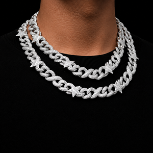 Collar Cubano Premium para Hombre de Plata de Ley 925 con Moissanita de Corte Redondo, Engaste Completo Pavé, Diseño de Estrella, Estilo Hip Hop, Cadena Fina - Product Image 3