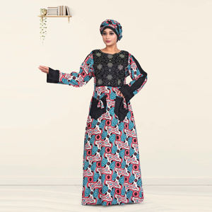 Robe longue kaftan imprimée en rayonne avec broderie de diamants Swarovski, style islamique modeste, manches longues, tenue de mode pour femme, style Dubaï arabe - Product Image 4