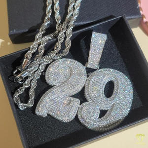 Luxury Moissanite Diamond " 29 " Pendant With <b>Rope</b> <b>Chain</b> Full Iced Out Hip Hop Necklace Jewelry - Product Image 3