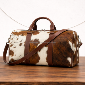 กระเป๋าเดินทางหนังวัวแท้สไตล์วินเทจ ขนาดใหญ่ ใส่ของได้เยอะ พร้อมสายสะพายไหล่ หนังขนสัตว์ สำหรับผู้ชายและผู้หญิง - Product Image 2