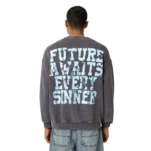 Sweat-shirts en molleton de coton lavé pour hommes, coupe ample, col rond, design personnalisé, hiver - Product Image 5