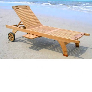 Banc de soleil en bois de teck de style européen pour les chaises longues de l'ameublement extérieur de parc d'hôtel de plage - Product Image 1