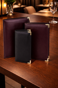 PU Leather Menu Holder Wallet Document Cover with Metal <b>Corner</b> <b>Protectors</b> for Restaurant Hotel Cafe Front Desk - Product Image 2