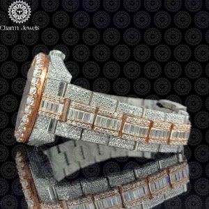 นาฬิกาข้อมือผู้ชายสุดหรู Charm_Jewels ตัวเรือนสแตนเลสสตีล ประดับเพชร ระบบอนาล็อก กลไกจักรกล หน้าปัดทรงสี่เหลี่ยม 40 มม. กระจกแซฟไฟร์ - Product Image 3