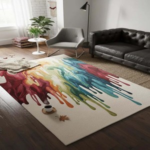 Abstract Colorful Area Rug Modern Hand Tufted Artistic Carpet Soft <b>Large</b> Living Room Floor <b>Mat</b> Contemporary Home Decor Design - Product Image 3