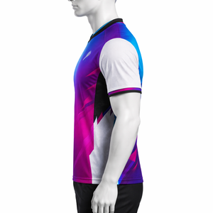 เสื้อแข่งอีสปอร์ตแบบซับลิเมชั่นสั่งทำ OEM สำหรับผู้ชาย แขนสั้น แห้งเร็ว คอวี ระบายอากาศ ป้องกันรังสียูวี ไล่เฉดสี ชุดทีม - Product Image 3