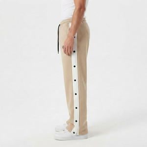 OEM ODM Men Embroidery Side Button <b>Fleece</b> <b>Jogger</b> Sweatpants Premium 100% Cotton <b>Fleece</b> Streetwear Loose Fit Men's Sweat Pants - Product Image 5