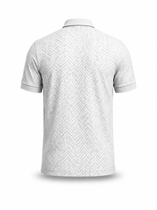 <b>Men's</b> <b>White</b> Solid Embroidered Knitted for <b>Shirt</b> Short <b>Sleeve</b> Breathable Casual Style Digital Printed Logo Front - Product Image 3