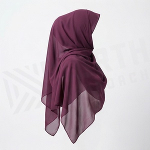 Hiyab de poliéster de color sólido para mujer, tela jersey, agradable al tacto, para uso diario, pañuelo étnico de Oriente Medio. - Product Image 3