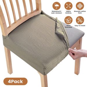 Set di 4 Coprisedia Jacquard Impermeabili Elasticizzati, Rimovibili e Lavabili per Sala da Pranzo - Product Image 1