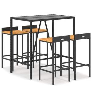 Ensemble de bar de jardin en rotin PE noir avec repose-pieds, collection de meubles d'extérieur élégante - Product Image 2
