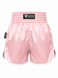 Nouveau short de boxe 2026 en satin rose à séchage rapide, unisexe, pour adultes, vêtement d'arts martiaux avec logo avant et taille élastique - Product Image 2
