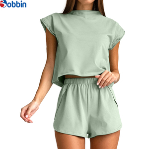 Conjunto Deportivo de Verano para Mujer, Estilo Hip Hop, Personalizado, de 2 Piezas, Manga Corta, Transpirable, de Secado Rápido, 100% Algodón, Camiseta Deportiva - Product Image 1