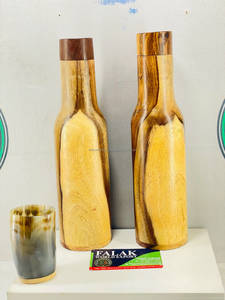 Bouteille d'eau 100% en bois pur, écologique, faite à la main, sensible à la température, étanche, isolation thermique 24h, santé ayurvédique - Product Image 4