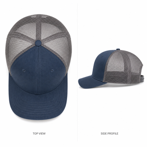 Private Label Wholesale Custom Rubber Patch Curved Brim Trucker <b>Cap</b> Fine Mesh Back Panel Waxed Canvas Front For Summer Wear - Product Image 5